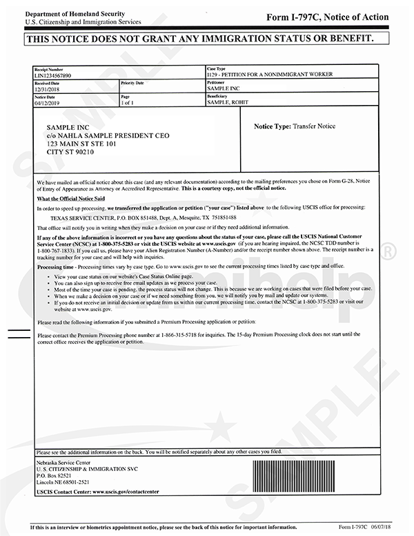 I-129 Transfer Notice