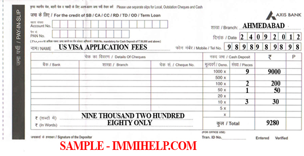 Sample axis cash deposit slip - right