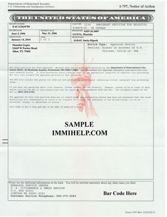 I 130 Approval Notice Baysection