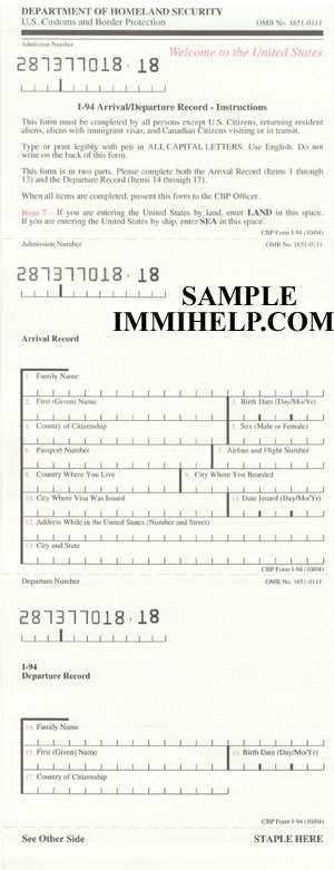 Sample Border Crossing Card for the U.S.A. - Immihelp