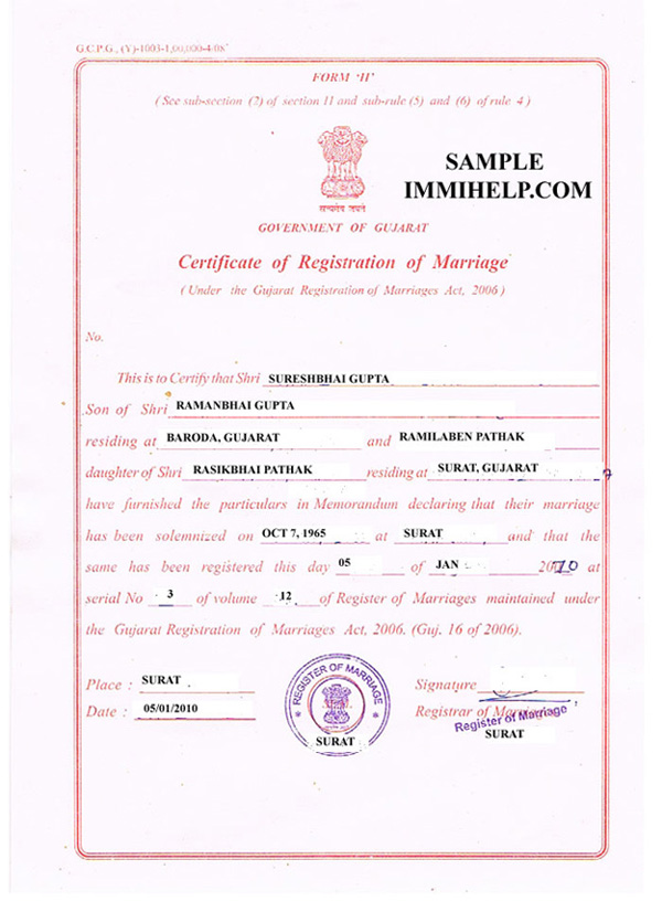 marriage certificate for tourist visa