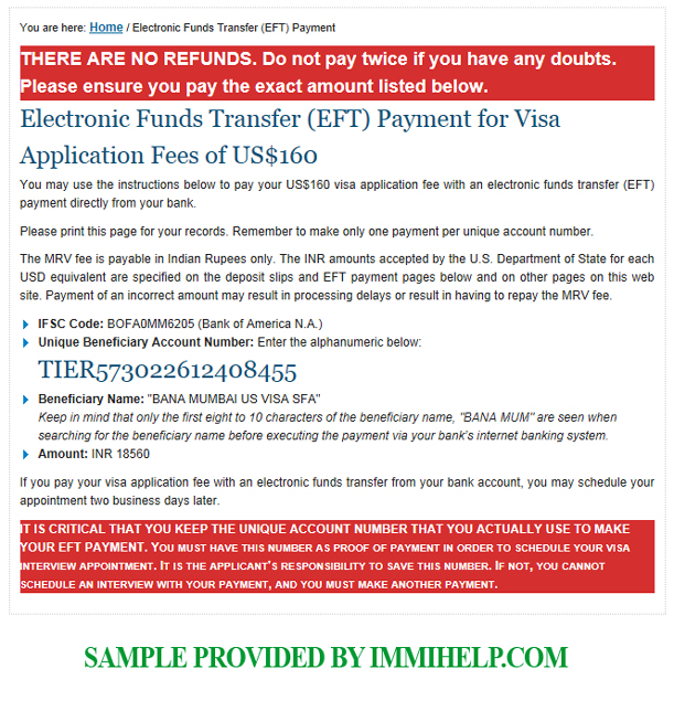 Payment instructions