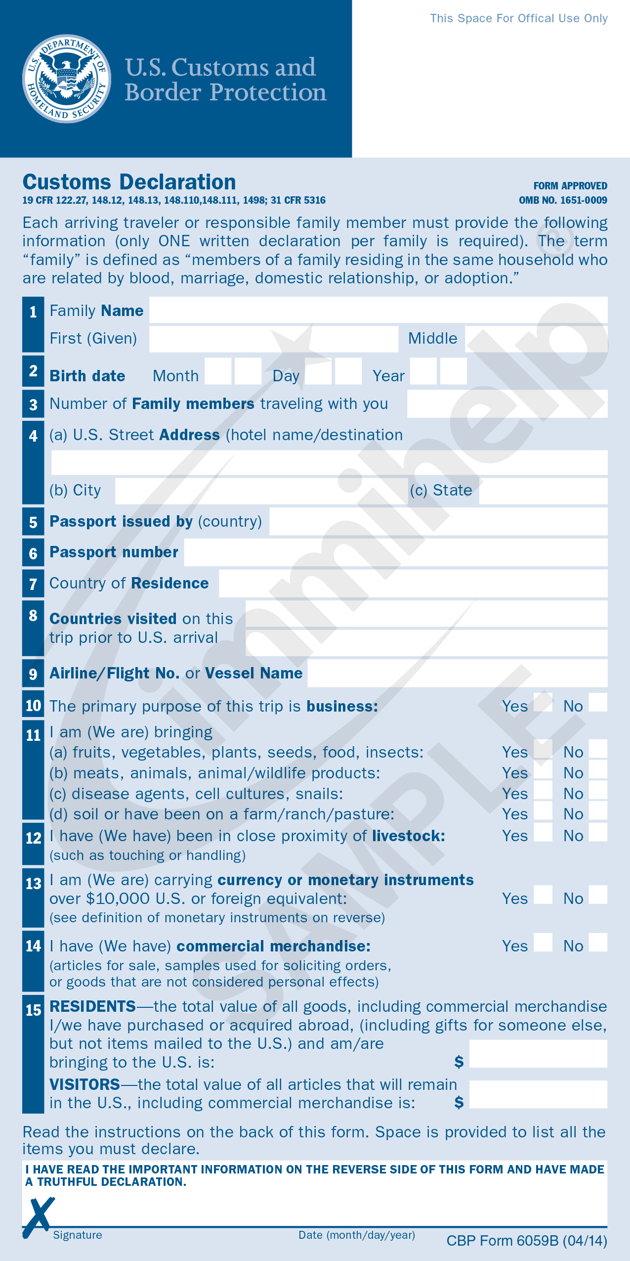 us customs travel requirements