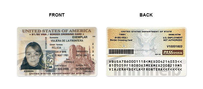 US Border Crossing Card Example