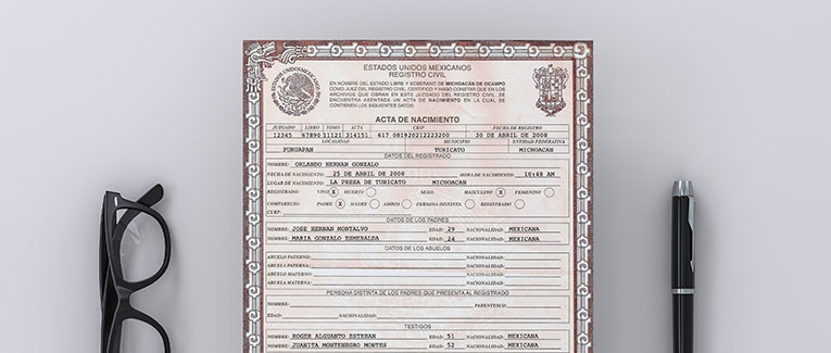 Modelos de documentos del acta de nacimiento para la tarjeta verde de EE.UU.