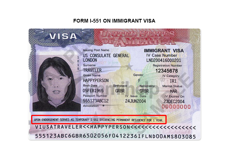 Form I-551 on Immigrant Visa