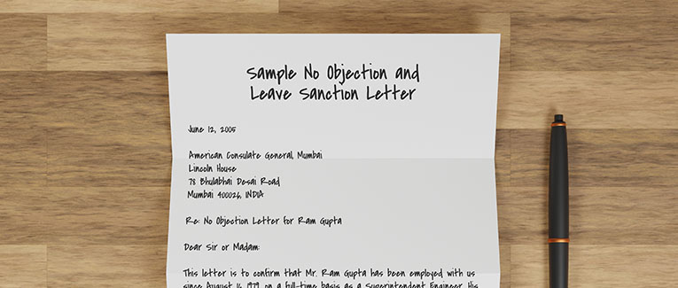 Sample No Objection and Leave Sanction Letter for a Visitor Visa