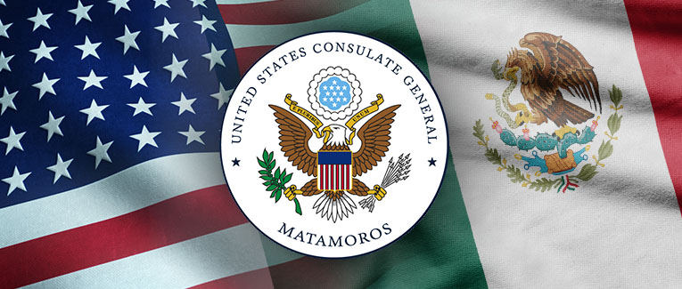 Sellado de la visa estadounidense en Matamoros, Tamaulipas, México